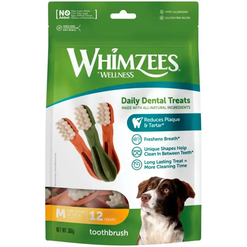 Whimzees Toothbrush Medium, 12 stk, 360g
