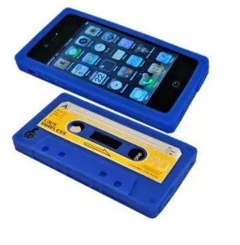 iPhone 4 / 4S Retro Cover. Silikone kassettebånd. Blå.