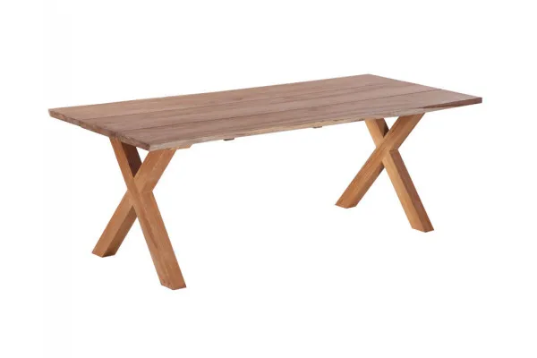 Mona Plankebord 90x200 cm - m/bordben i teak - Kryds