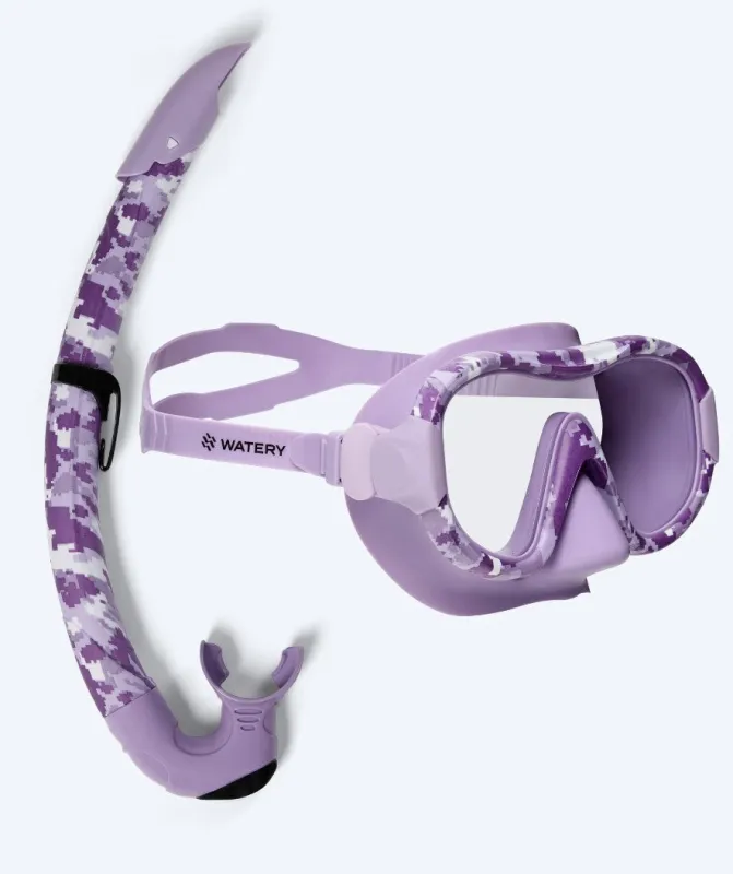 Watery Combo snorkelsæt til voksne - Rudder Camo - Lilla - Snorkelsæt til voksne (+16 år)