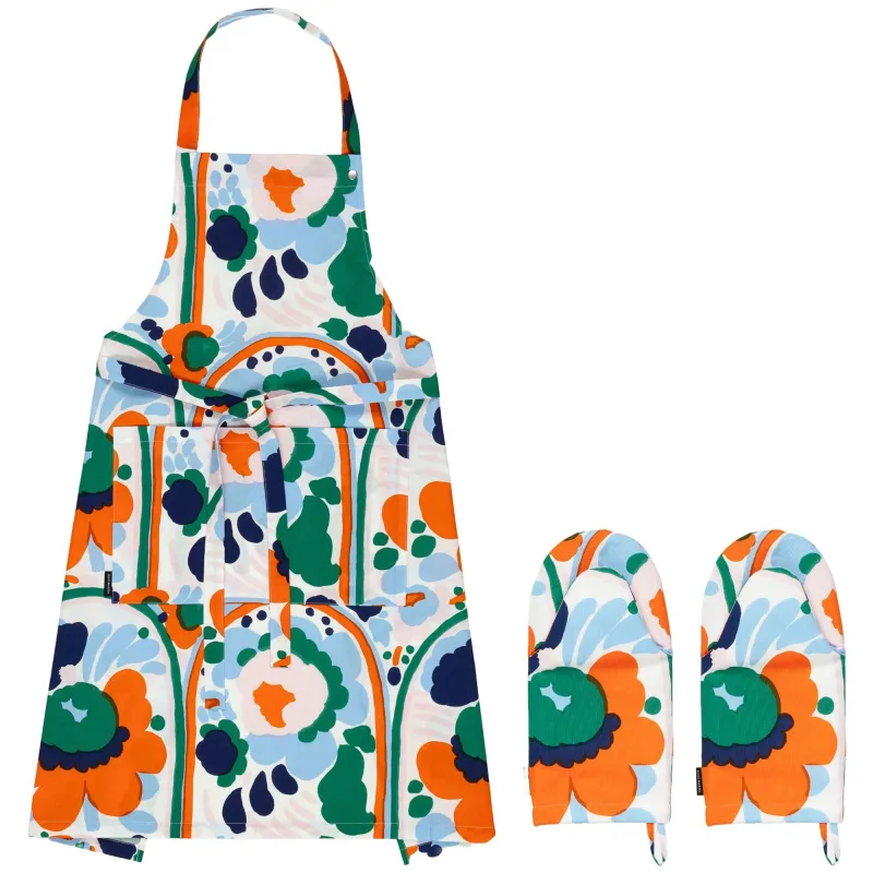 Marimekko Pieni Karuselli Ovnhandsker og forklæde, 3 dele