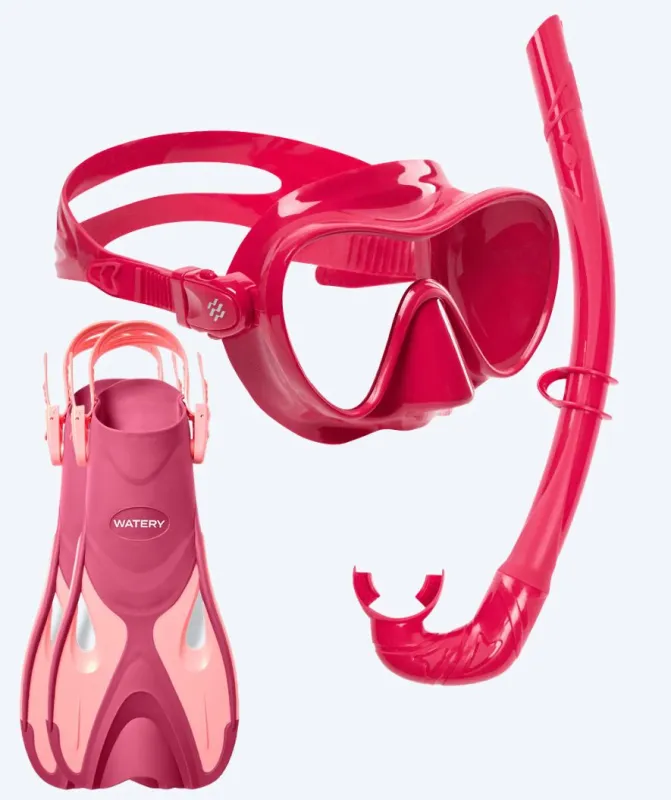Watery snorkelsæt til voksne - Fisher/Cliff - Pink/rød - Snorkelsæt til voksne (+16 år)