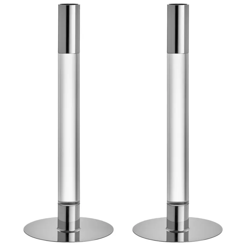 Orrefors Lumiere lysestage 26,5 cm 2-pak, sølv/glas