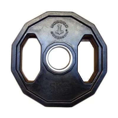 Vægtskive 5 kg - 50 mm (12 kantet/sort)
