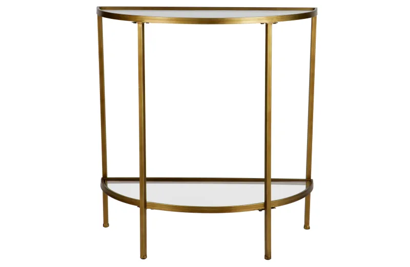 WOOOD Collection sidebord, m. 1 hylde - glas og antik messing jern (38x76)