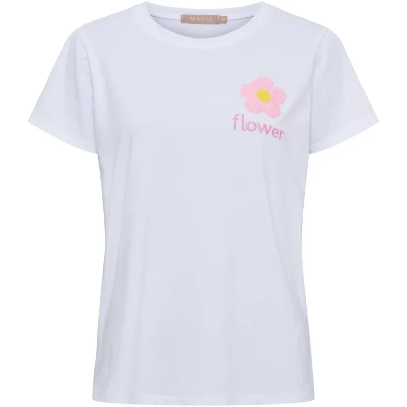 Marta du Chateau dame T-Shirt MdcAvella 84275-Flower - White/Pink