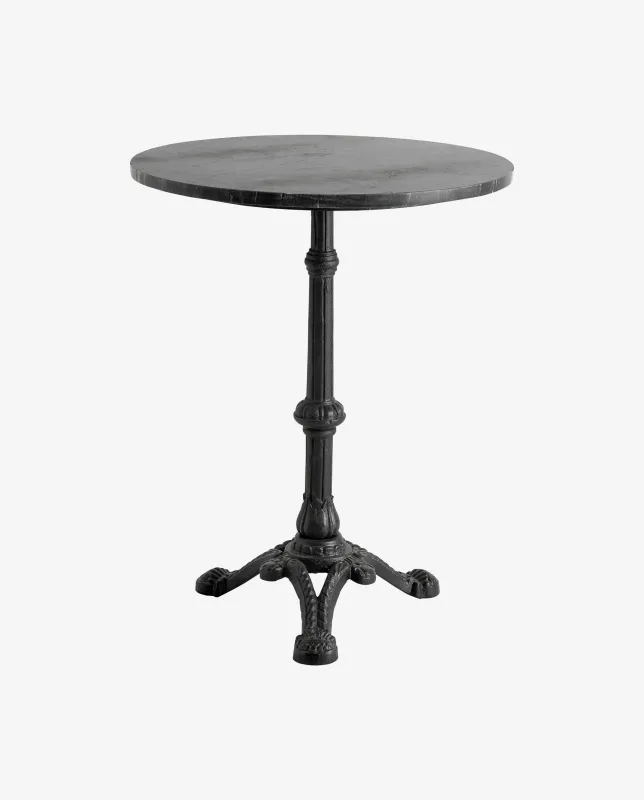 Nordal - Cafébord, rund med jern  -  sort marmor  -  Ø60 × H75 cm