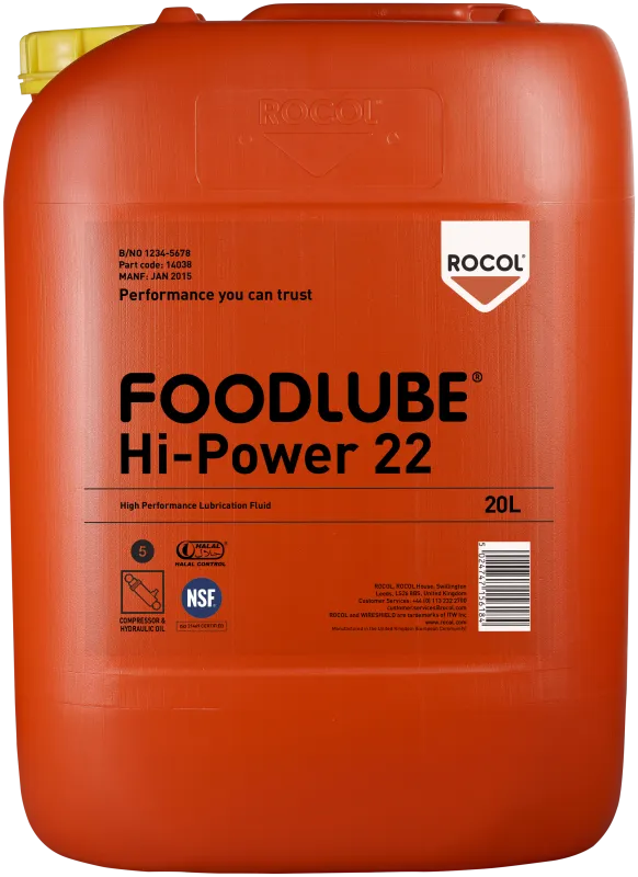Foodlube Hi-Power 22 fuldsynt. hydraulikolie 20ltr