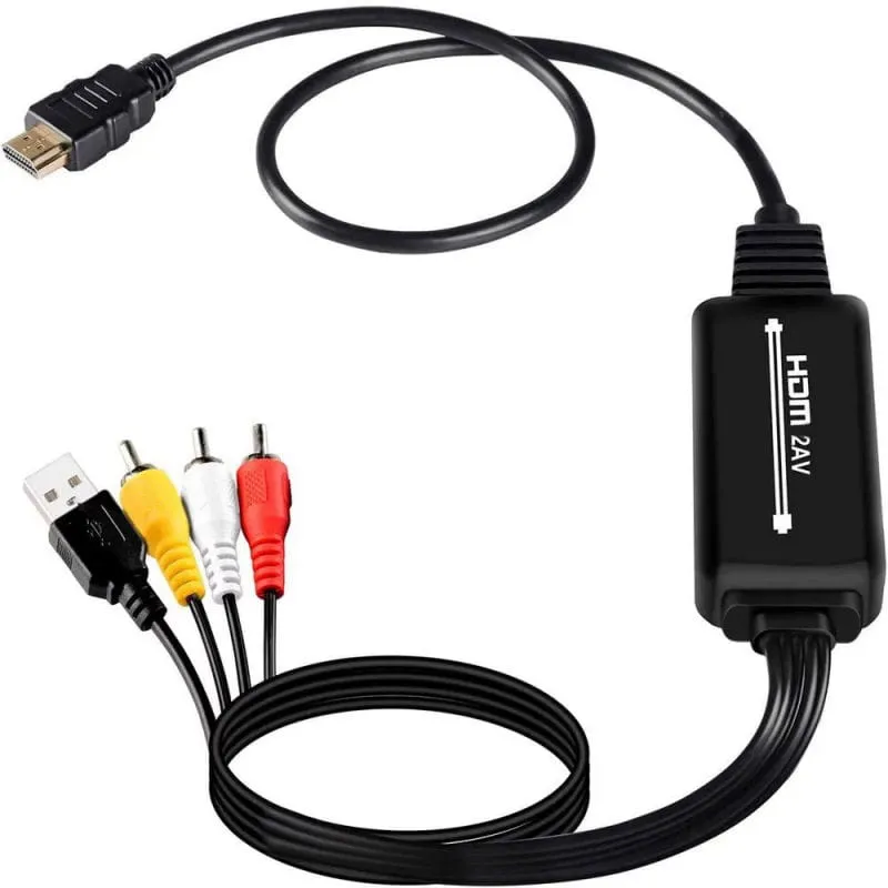HDMI til AV/RCA Adapter  -  Til TV, VHS og Projektor  -  1,8 m
