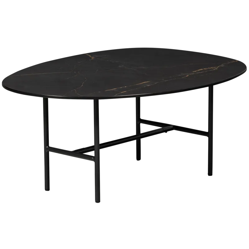 WOOOD sidebord - sort marmorlook og metal (80x60)