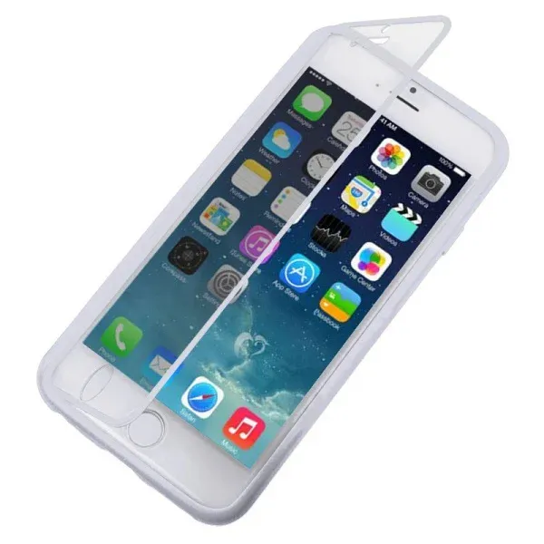 iPhone 6/6S TPU cover med plast skærmcover. Hvid.