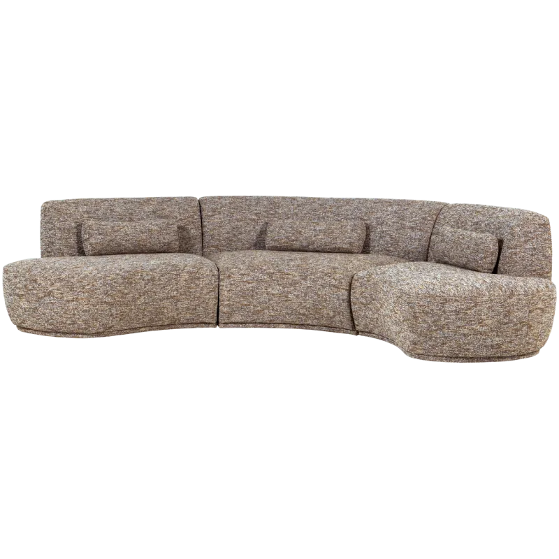 WOOOD Batavier 6 pers. sofa, halvrund - lysebrun melange stof