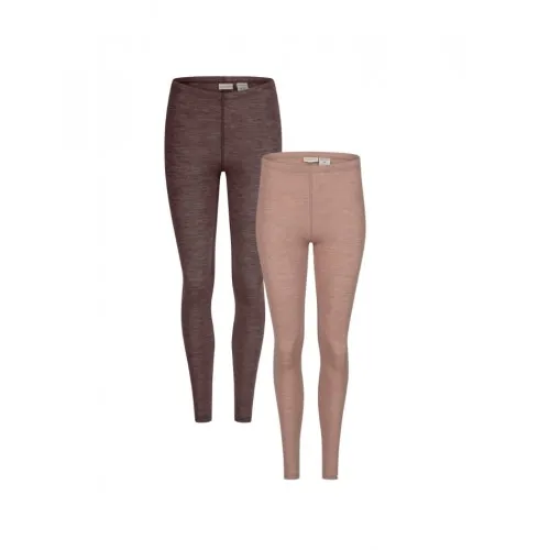 Leggings Til Dame I 100% Merino Uld, 2-pak S Plum/soft Rose Melange