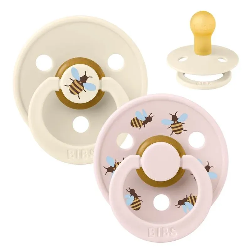 BIBS Rund Colour Sut - 2-Pak - Str. 1 - Naturgummi - Bumblebee Studio - Ivory Mix
