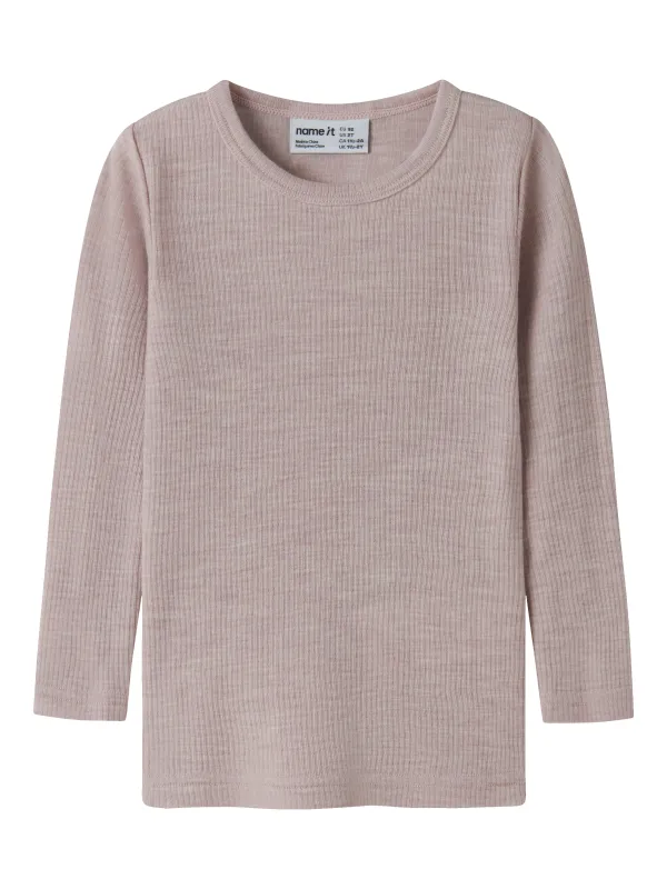 Name It Wax - Wool Rib LS Top - Violet Ice - 92 cm