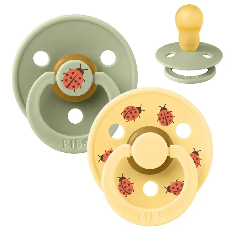 BIBS Rund Colour Sut - 2-Pak - Str. 3 - Naturgummi - Ladybug Studio - Sage Mix