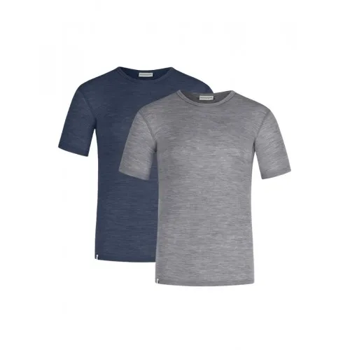 Kortærmet T-shirt Til Herre I 100% Merino Uld, 2-pak S Navy-grey