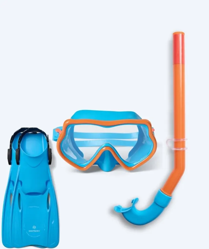 Watery snorkelsæt til børn (4-10) - Pulina/Fleetwood - Orange/blå - Snorkelsæt til børn (4-16 år)