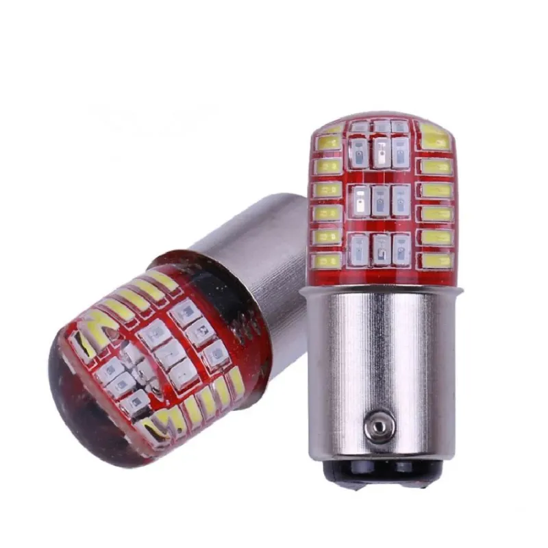 UDSALG - BAY15D LED pære, hvid med rødt blink - 12v - Dinled - Auto pærer