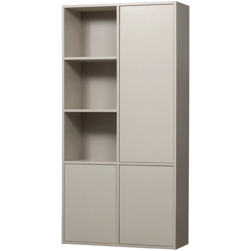WOOOD Meggy skab, højre, m. 3 låger og 8 hylder - støv fyrretræ (B:108cm)