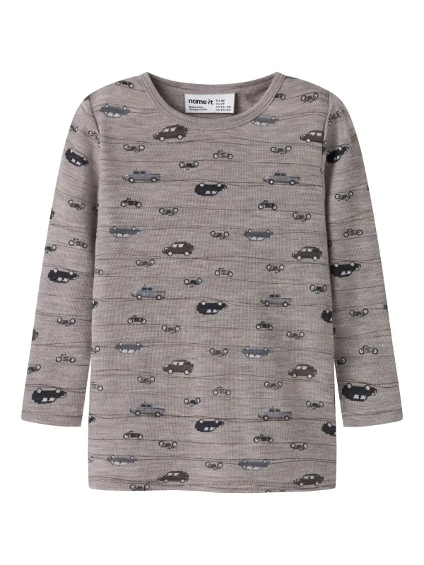Name It Wang - Wool Rib LS Top - Satellite/Highway - 92 cm