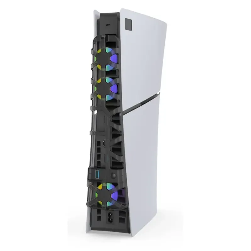 PlayStation 5 Slim USB køler med farvet RGB lys. DOBE PS5 Cooling Fan. Sort.