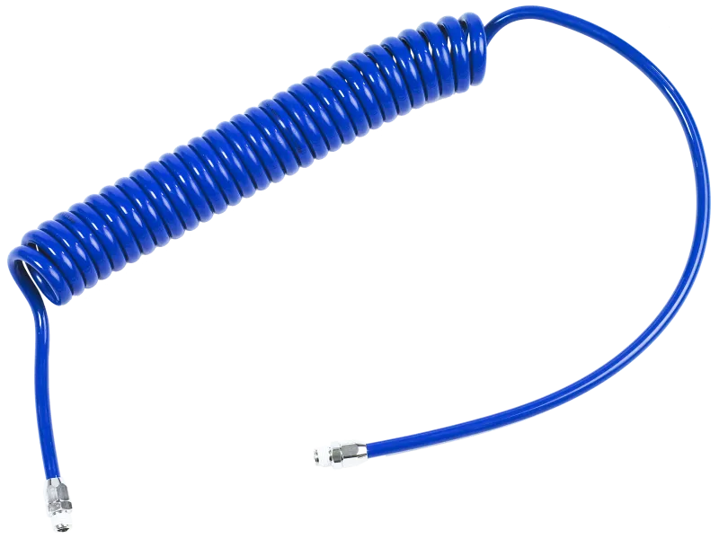 PUR spiralslange blå 8/12mm×7,5/6m, 3/8" fittings