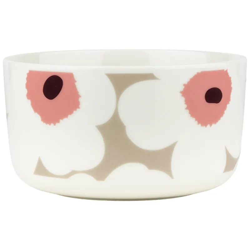Marimekko Unikko skål 5 dl, hvid/ler/rød