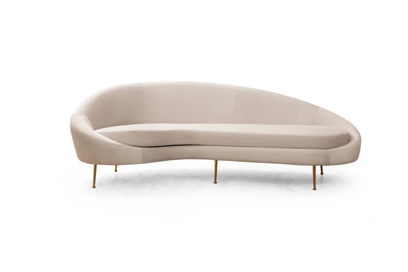 NORDVÄRK Eses 3 pers. sofa, venstre - beige polyester stof og guld metal