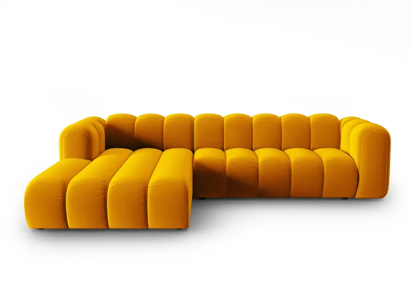 MICADONI Lupin Modular 4 pers. hjørnesofa, venstre - gul fløjl stof