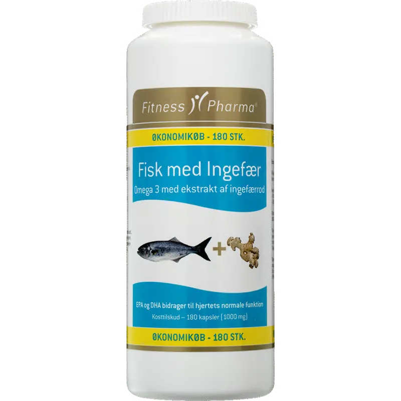 Fitness Pharma Fisk M. Ingefær (180 kapsler)