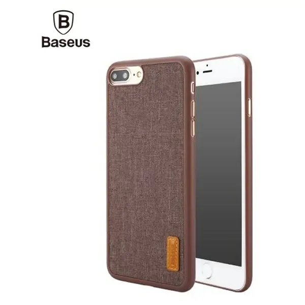 Baseus ultra slim iPhone 7 cover beklædt med vævet stof. Brun.