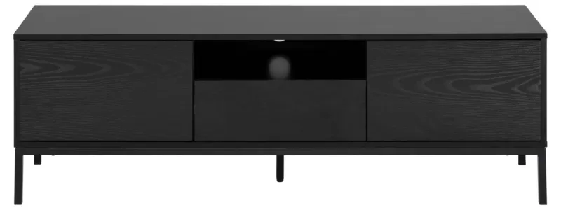 ACT NORDIC Seaford TV-bord, m. 2 låger og 1 skuffe - sort ask melamin/MDF/metal (140x40)