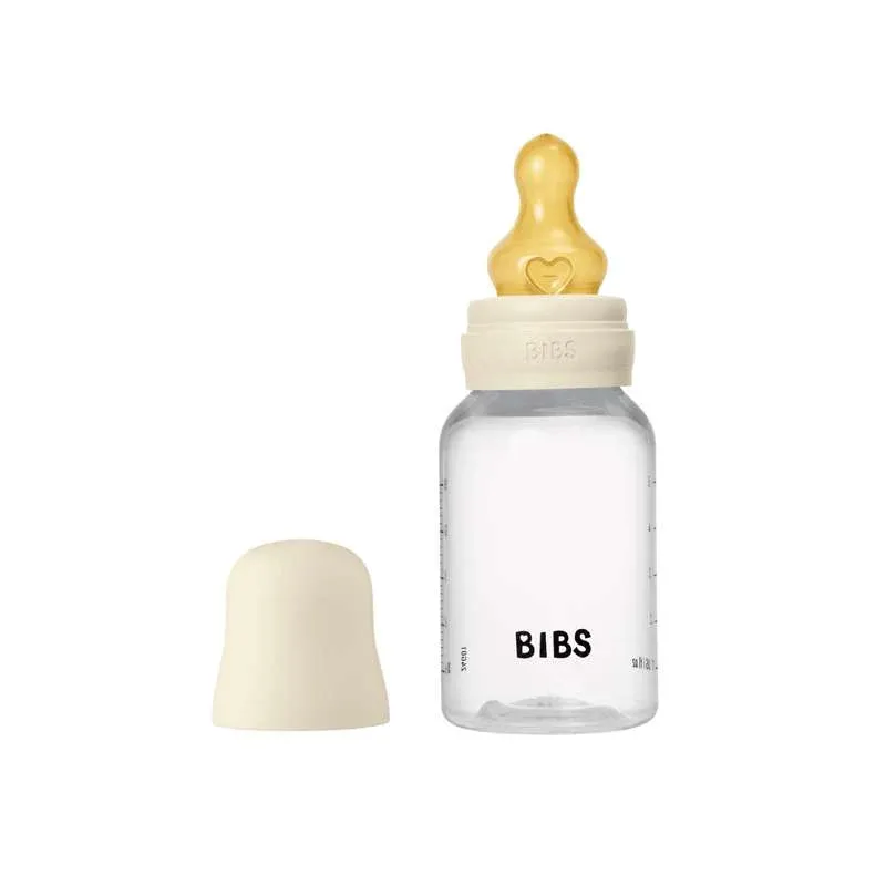 BIBS Bottle - Sutteflaskesæt - Plastik - Naturgummi/Slow Flow/Rund - 150ml - Ivory