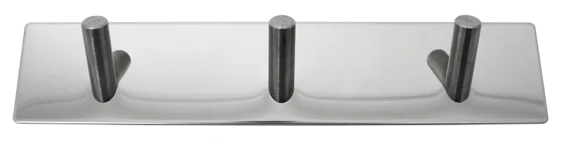 HOME It selvklæbende knagerække med 3 kroge i rustfrit stål 20 x 4 cm spejlblank
