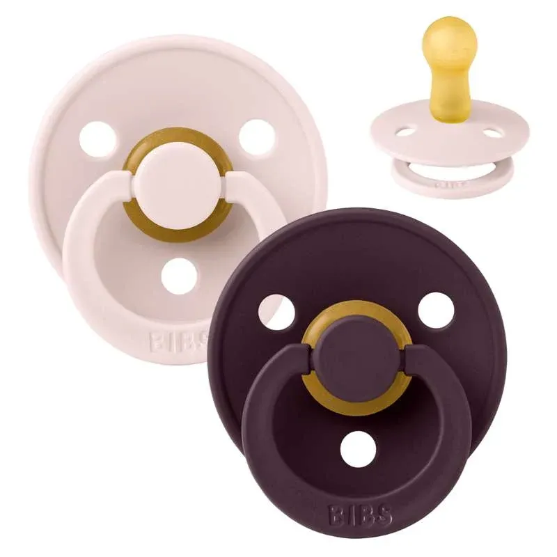BIBS Rund Colour Sut - 2-Pak - Str. 2 - Naturgummi - Petal/Plum