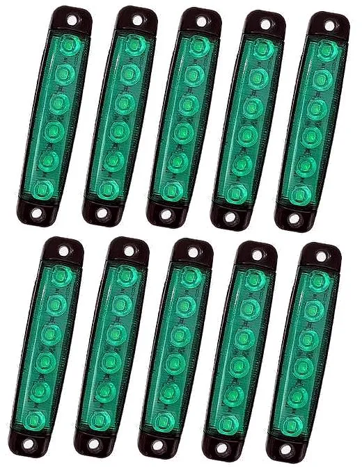UDSALG - 6 LED markeringslygte, 12-24v, Sæt med 10 stk - Dinled - Markeringslys