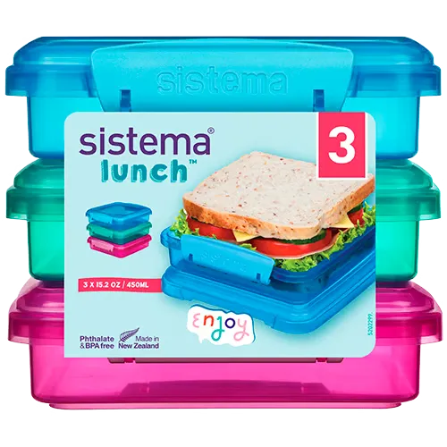 Sistema Opbevaringsboks Sandwich 3-pak blå, pink, mint (3 stk)