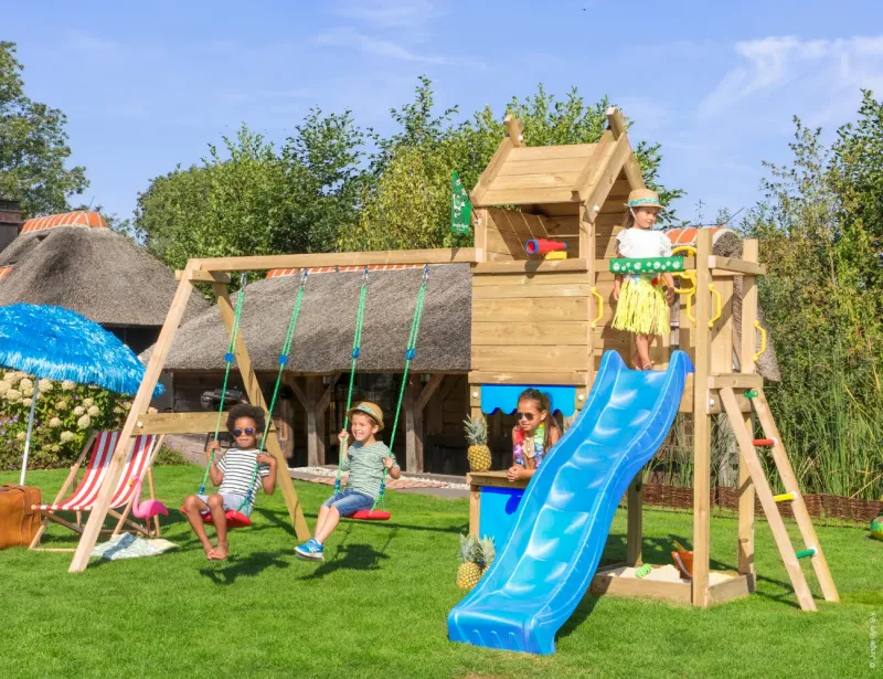 Jungle Gym - Legetårn Resort 2-Swing Module Blå Rutsjebane 125 cm Platform