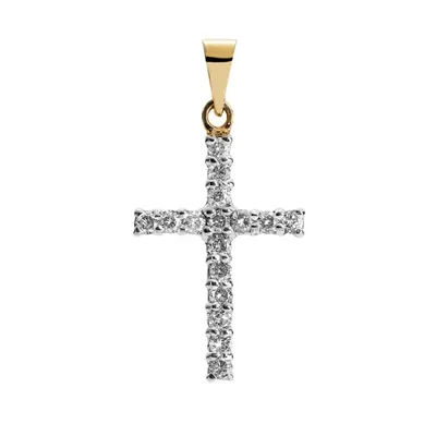 Kors i 14 kt. Guld med Diamanter 0,025 ct - 11 x 16 mm