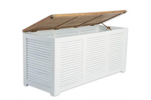 Hvid hyndebox m/teak låg