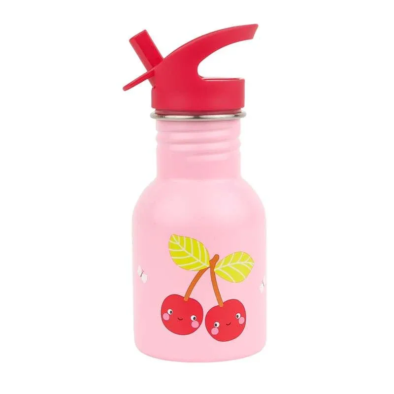 A Little Lovely Company Enkeltlags Ståldrikkedunk - 350ml - Happy Cherries