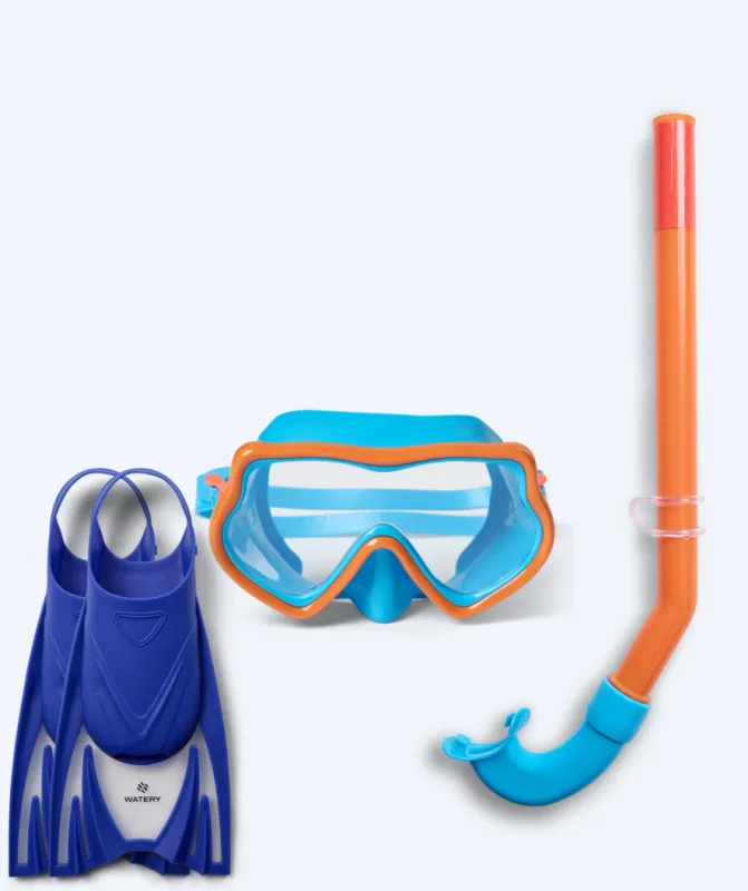 Watery snorkelsæt til børn (4-10) - Pulina/Bimasha - Orange/mørkeblå - Snorkelsæt til børn (4-16 år)