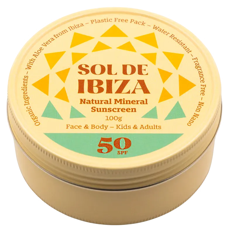Sol De Ibiza Face & Body Tin Natural Mineral Protect Sunscreen SPF50 (35 g)