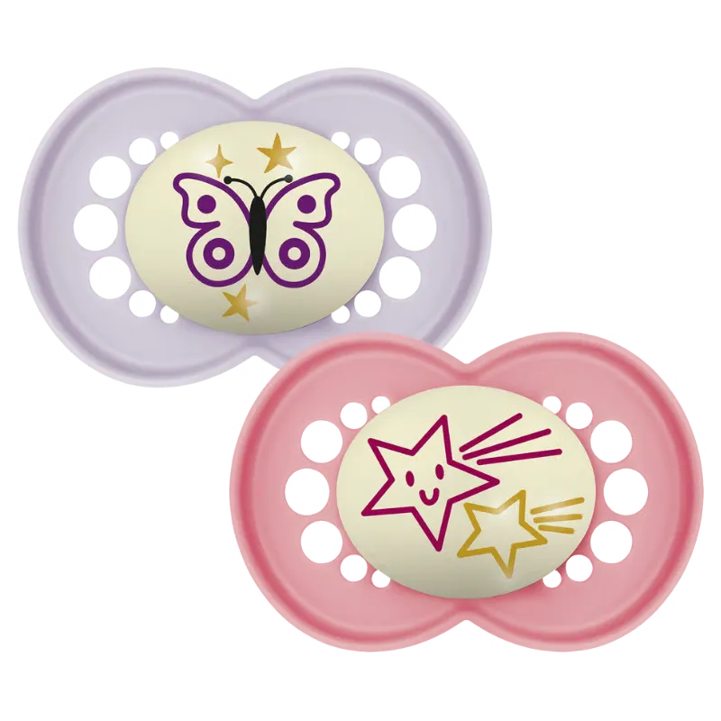 MAM Original Sut Night 6-16M Silicone Pink (2 stk)