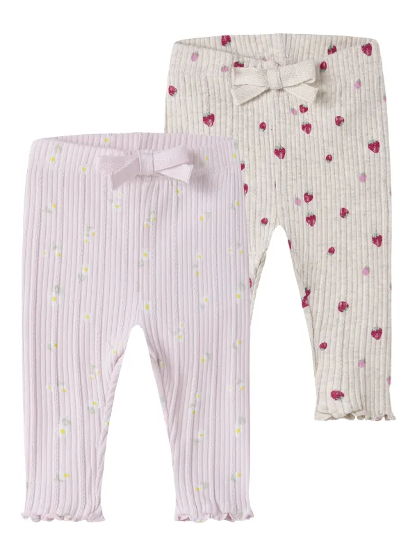 Name It - Jelly 2 pak Legging - Peyote Melange / Cradle Pink - 56 cm