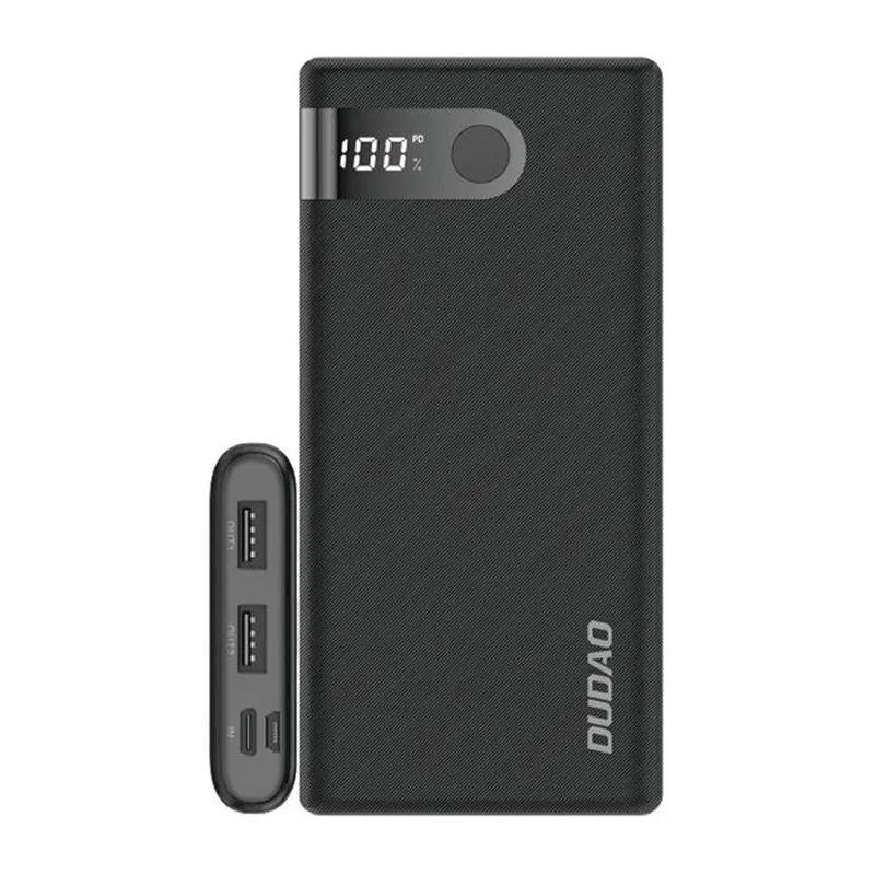 DUDAO K9Pro powerbank 10000 mAh med praktisk LED display. Sort.