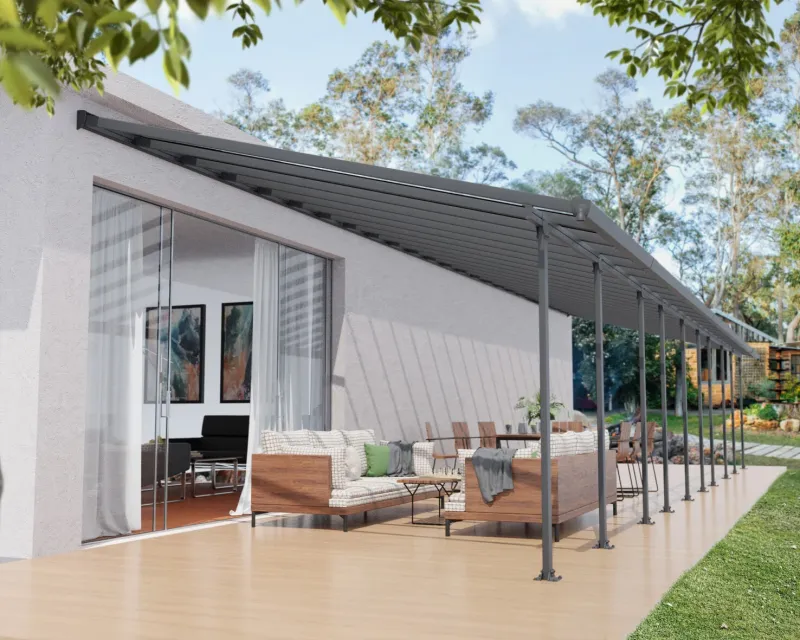 Palram Canopia - Terrasseoverdækning Feria 4x14,56m Antracitgrå 55 m²