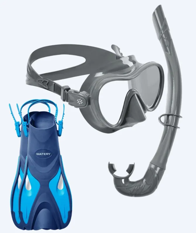Watery snorkelsæt til voksne - Fisher/Cliff - Blå/grå - Snorkelsæt til voksne (+16 år)