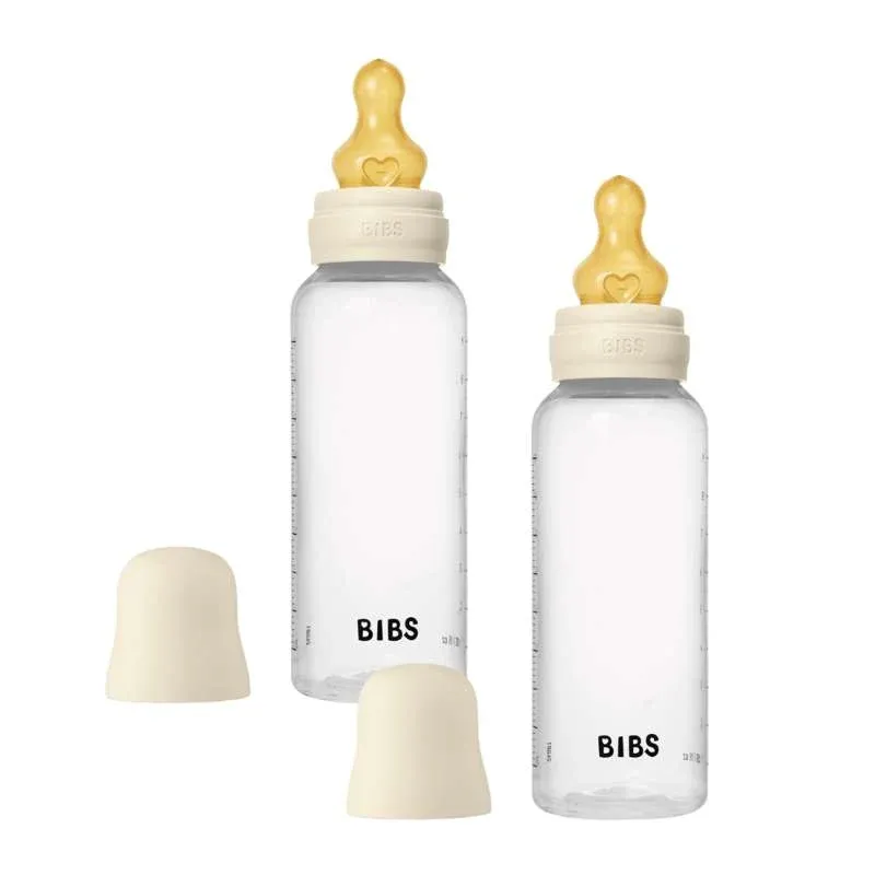 BIBS Bottle - Sutteflaskesæt - Plastik - Naturgummi/Medium Flow/Rund - 270ml - 2-Pak - Ivory